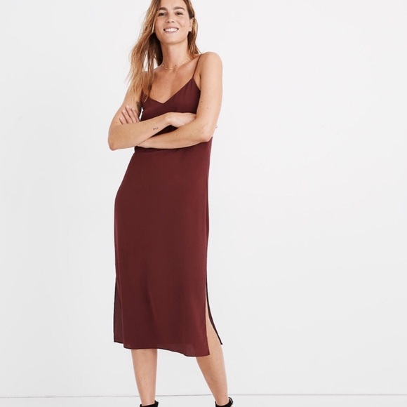 NWT Madewell Silk Eva Side-Slit Slip Dress Midi - Picture 3 of 9